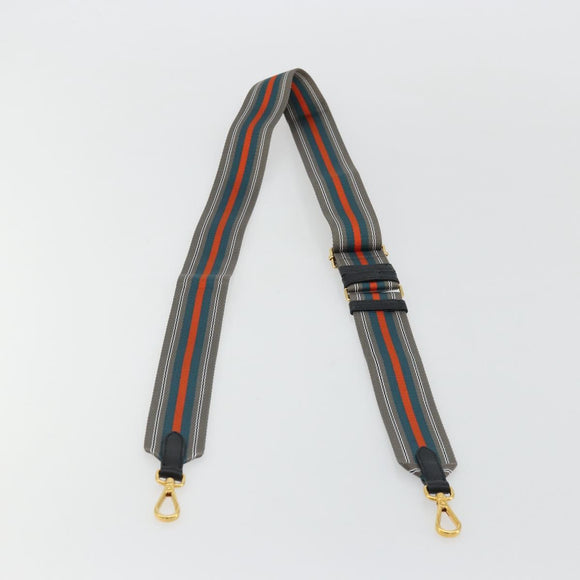 PRADA Adjustable Shoulder Strap Nylon 34.3""-50.4"" Gray Gold Auth YKZ1436A