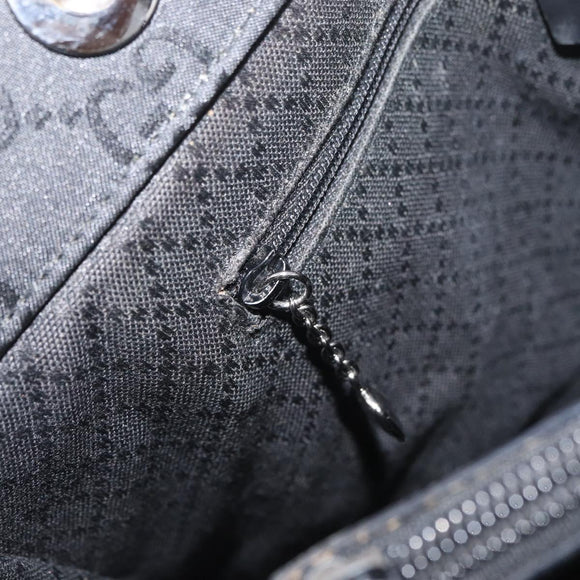 GUCCI GG Canvas Bamboo Tote Bag Nylon Black Silver 002 1010 Auth YKZ144