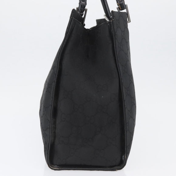 GUCCI GG Canvas Bamboo Tote Bag Nylon Black Silver 002 1010 Auth YKZ144