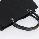GUCCI GG Canvas Bamboo Tote Bag Nylon Black Silver 002 1010 Auth YKZ144-6