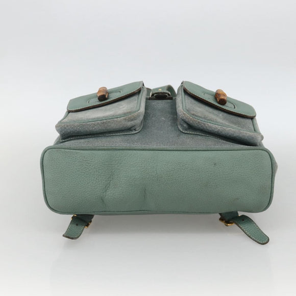 GUCCI Bamboo Backpack Suede Green Gold 003 2058 0016 Auth YKZ1452