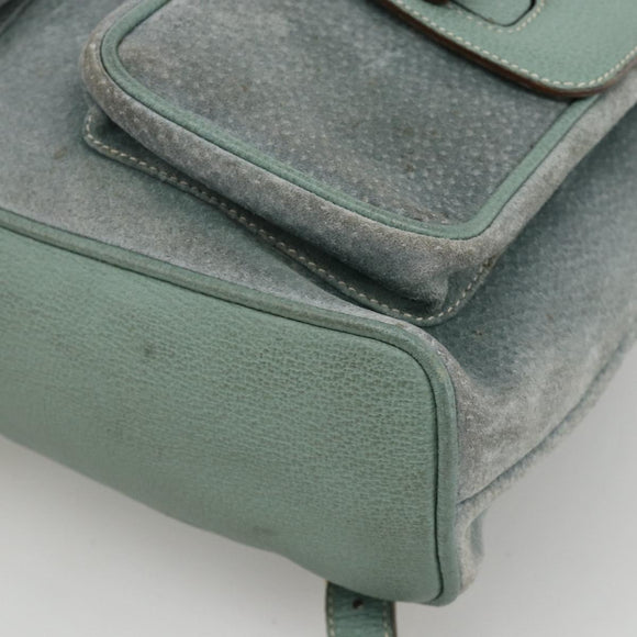 GUCCI Bamboo Backpack Suede Green Gold 003 2058 0016 Auth YKZ1452