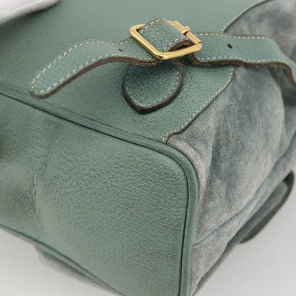 GUCCI Bamboo Backpack Suede Green Gold 003 2058 0016 Auth YKZ1452