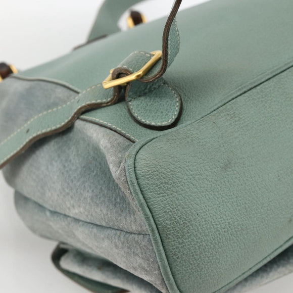 GUCCI Bamboo Backpack Suede Green Gold 003 2058 0016 Auth YKZ1452