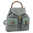 GUCCI Bamboo Backpack Suede Green Gold 003 2058 0016 Auth YKZ1452-1