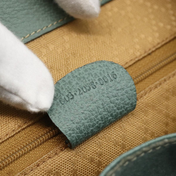 GUCCI Bamboo Backpack Suede Green Gold 003 2058 0016 Auth YKZ1452