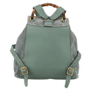 GUCCI Bamboo Backpack Suede Green Gold 003 2058 0016 Auth YKZ1452-2
