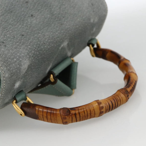 GUCCI Bamboo Backpack Suede Green Gold 003 2058 0016 Auth YKZ1452