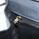 Salvatore Ferragamo Gancini Shoulder Bag Leather Navy Gold Auth YKZ1453A-20