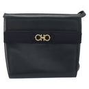 Salvatore Ferragamo Gancini Shoulder Bag Leather Navy Gold Auth YKZ1453A-13