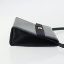 Salvatore Ferragamo Gancini Shoulder Bag Leather Navy Gold Auth YKZ1453A-3