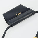 Salvatore Ferragamo Gancini Shoulder Bag Leather Navy Gold Auth YKZ1453A-6
