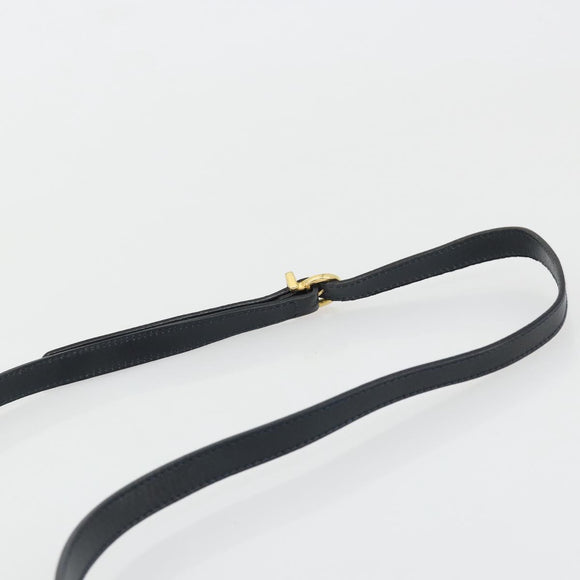 Salvatore Ferragamo Gancini Shoulder Bag Leather Navy Gold Auth YKZ1453A