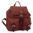 PRADA Backpack Nylon Bordeaux Silver Auth YKZ1454A-1