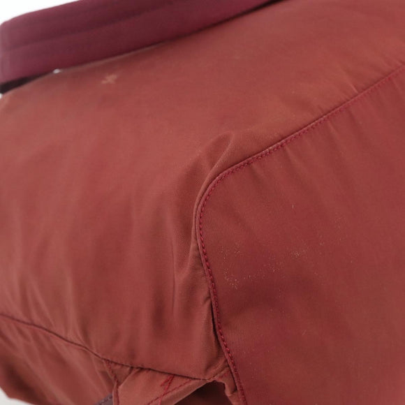 PRADA Backpack Nylon Bordeaux Silver Auth YKZ1454A