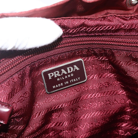 PRADA Backpack Nylon Bordeaux Silver Auth YKZ1454A