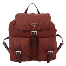 PRADA Backpack Nylon Bordeaux Silver Auth YKZ1454A-2