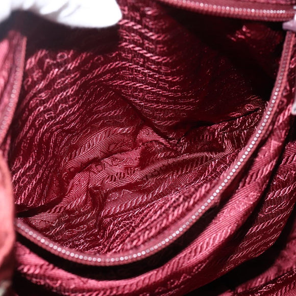 PRADA Backpack Nylon Bordeaux Silver Auth YKZ1454A