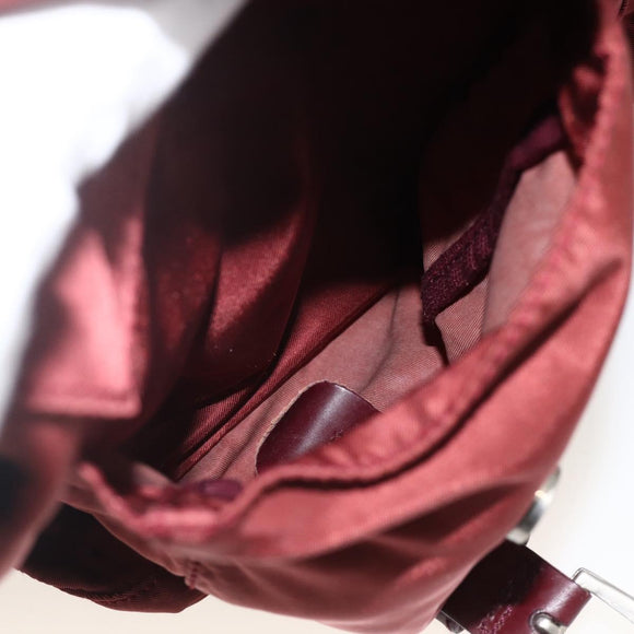 PRADA Backpack Nylon Bordeaux Silver Auth YKZ1454A