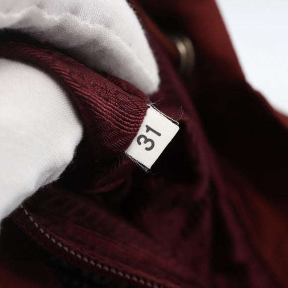 PRADA Backpack Nylon Bordeaux Silver Auth YKZ1454A