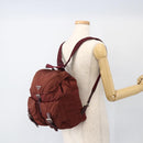 PRADA Backpack Nylon Bordeaux Silver Auth YKZ1454A-26