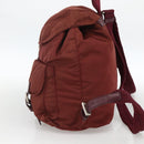 PRADA Backpack Nylon Bordeaux Silver Auth YKZ1454A-5