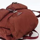 PRADA Backpack Nylon Bordeaux Silver Auth YKZ1454A-6