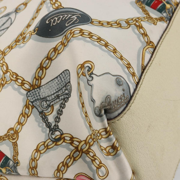 GUCCI Tote Bag Satin White Gold 154402 Auth YKZ1455A