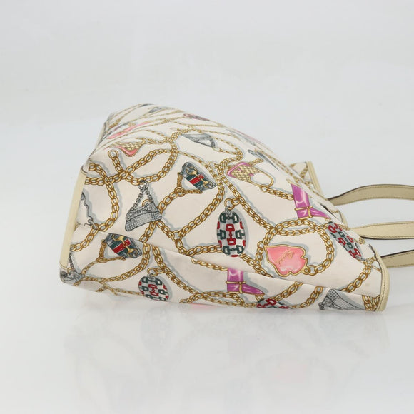 GUCCI Tote Bag Satin White Gold 154402 Auth YKZ1455A