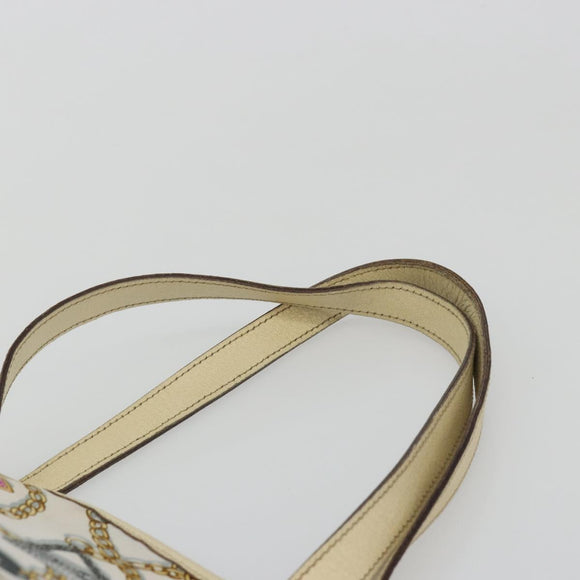 GUCCI Tote Bag Satin White Gold 154402 Auth YKZ1455A