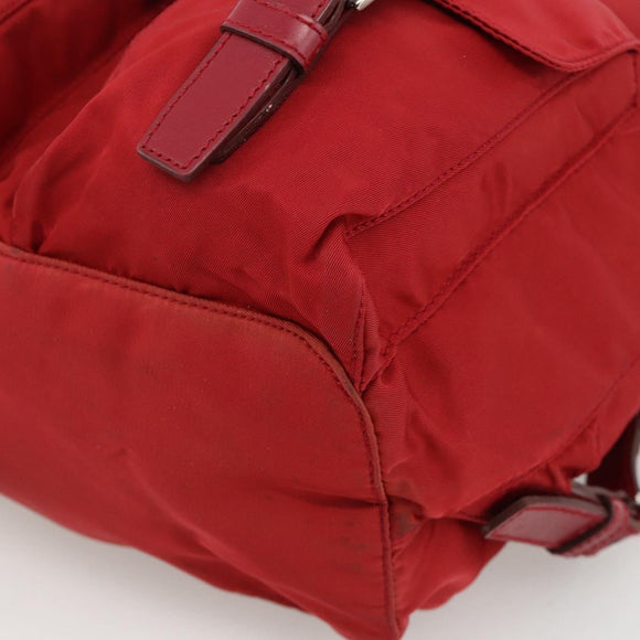 PRADA Backpack Nylon Red Silver Auth YKZ1456A