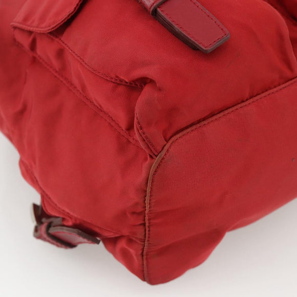 PRADA Backpack Nylon Red Silver Auth YKZ1456A