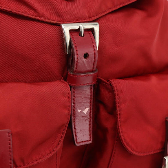 PRADA Backpack Nylon Red Silver Auth YKZ1456A