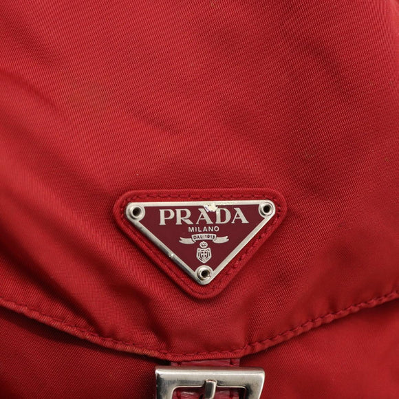 PRADA Backpack Nylon Red Silver Auth YKZ1456A