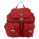 PRADA Backpack Nylon Red Silver Auth YKZ1456A-2