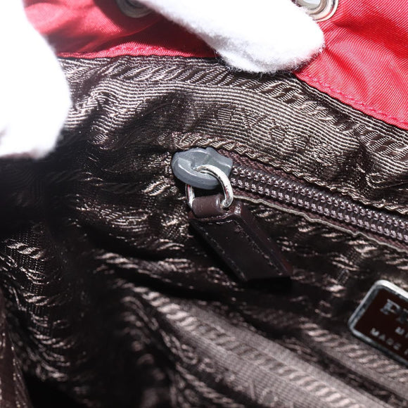 PRADA Backpack Nylon Red Silver Auth YKZ1456A