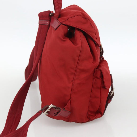 PRADA Backpack Nylon Red Silver Auth YKZ1456A