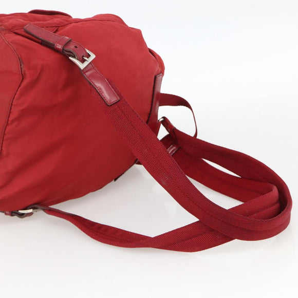 PRADA Backpack Nylon Red Silver Auth YKZ1456A