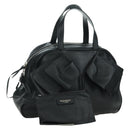 SAINT LAURENT Hand Bag Leather Black Silver Auth YKZ145A-1