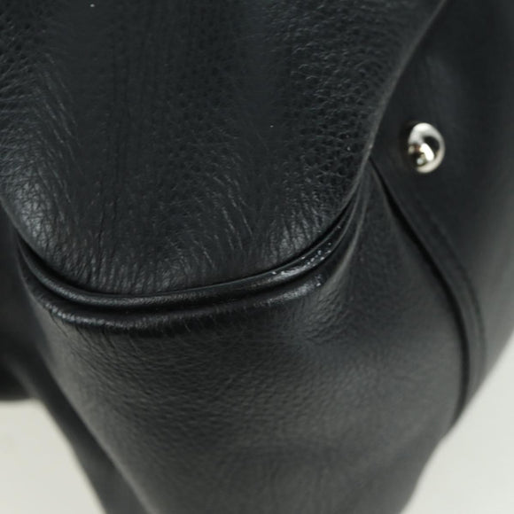 SAINT LAURENT Hand Bag Leather Black Silver Auth YKZ145A