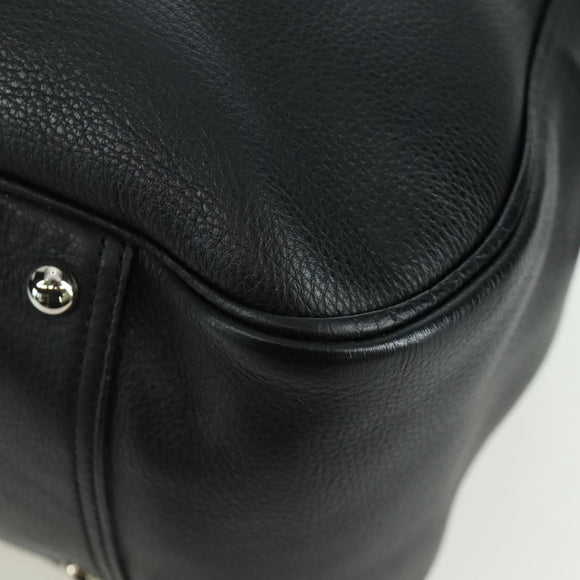 SAINT LAURENT Hand Bag Leather Black Silver Auth YKZ145A