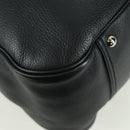 SAINT LAURENT Hand Bag Leather Black Silver Auth YKZ145A-15