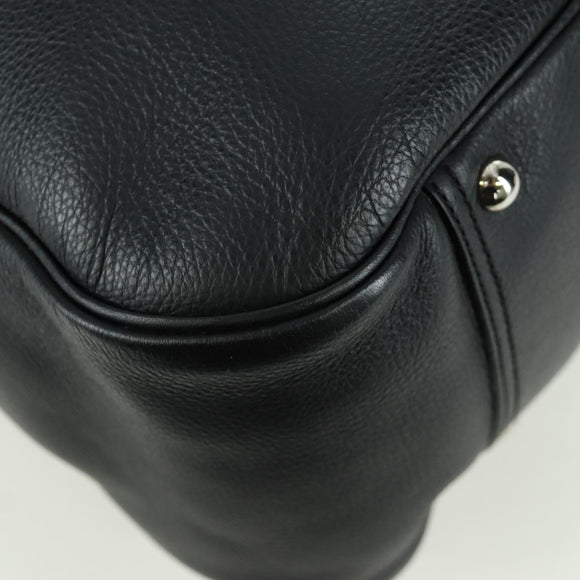 SAINT LAURENT Hand Bag Leather Black Silver Auth YKZ145A