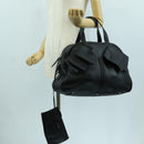 SAINT LAURENT Hand Bag Leather Black Silver Auth YKZ145A-24