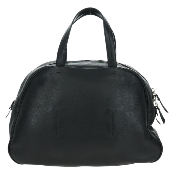 SAINT LAURENT Hand Bag Leather Black Silver Auth YKZ145A