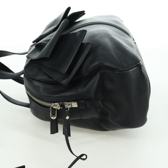 SAINT LAURENT Hand Bag Leather Black Silver Auth YKZ145A