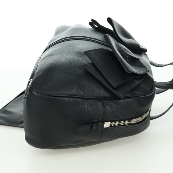 SAINT LAURENT Hand Bag Leather Black Silver Auth YKZ145A