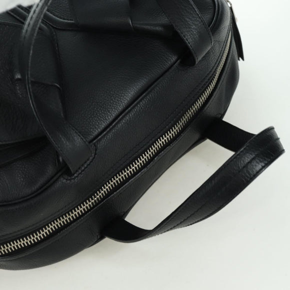 SAINT LAURENT Hand Bag Leather Black Silver Auth YKZ145A