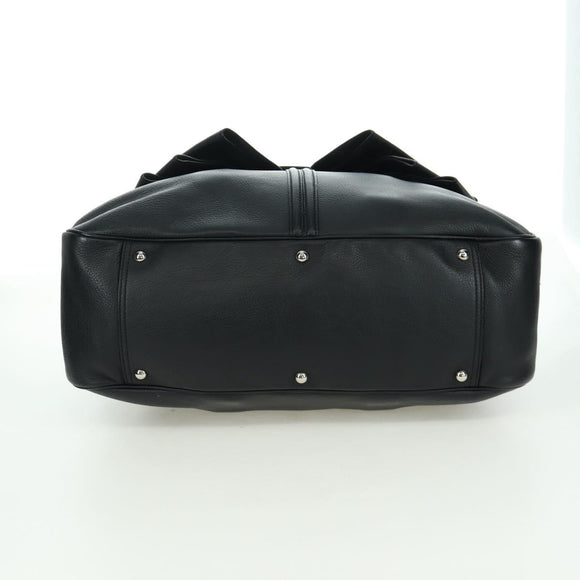 SAINT LAURENT Hand Bag Leather Black Silver Auth YKZ145A