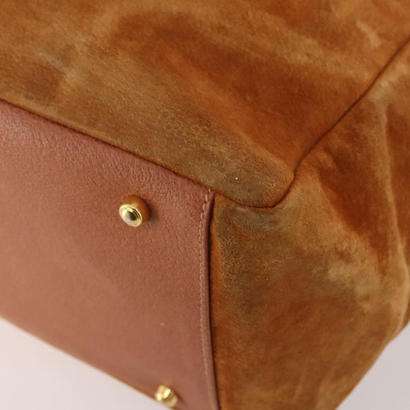 GUCCI Tote Bag Suede Brown Gold 002 58 0233 Auth YKZ146
